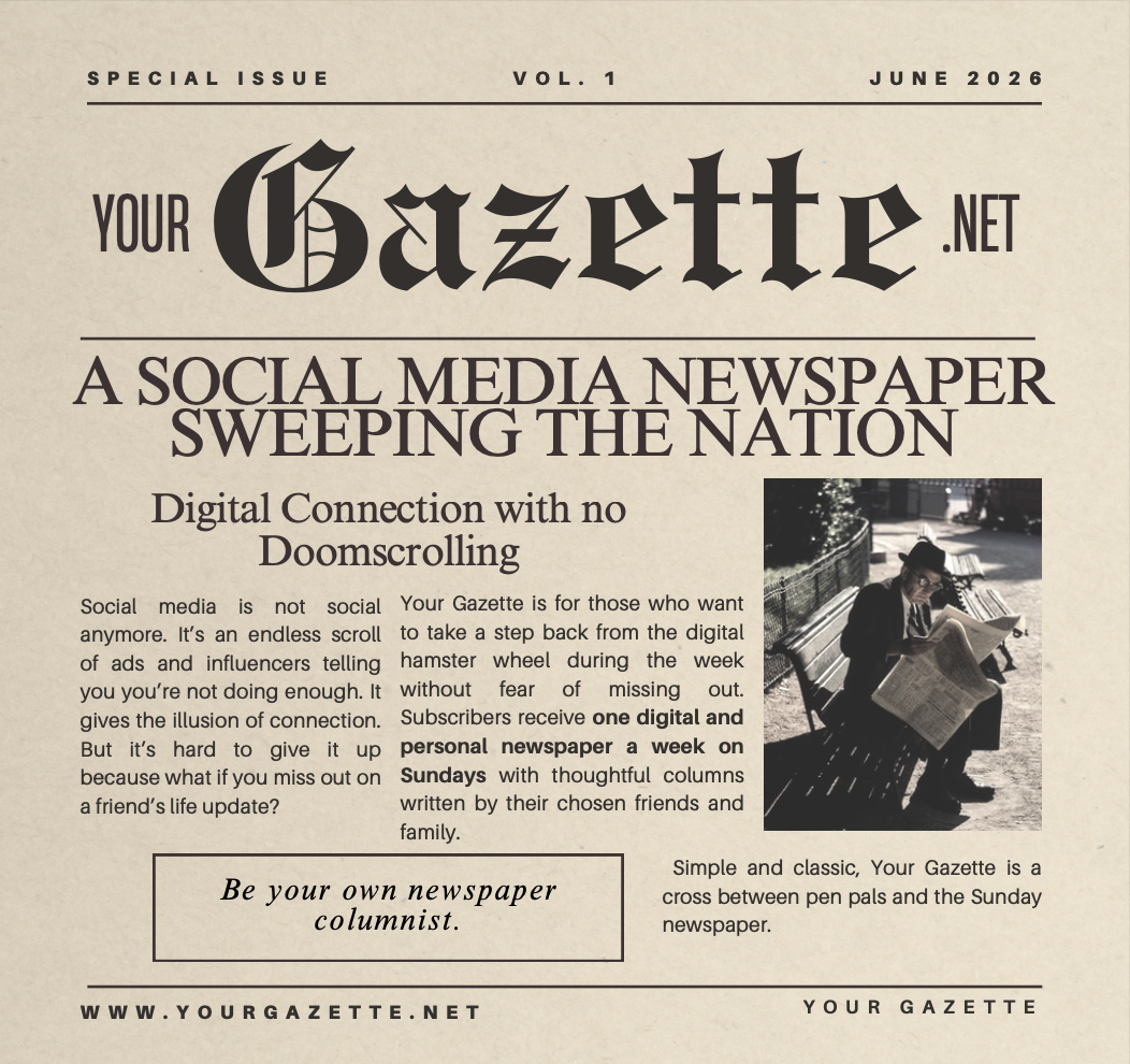Your Gazette sample newspaper front page